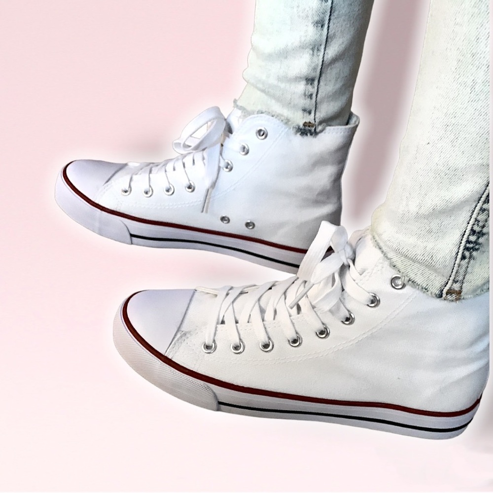 White Hightop Lace Sneakers